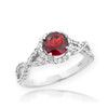 White Gold Ruby Birthstone Infinity Ring with Diamonds