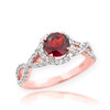 Rose Gold Ruby Birthstone Infinity Ring with Diamonds