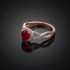 Rose Gold Ruby Birthstone Infinity Ring with Diamonds