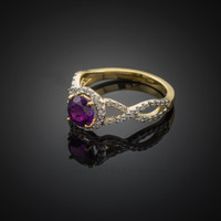 Gold Amethyst Birthstone Infinity Ring with Diamonds