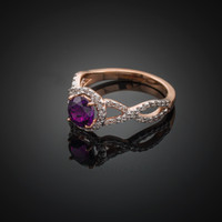 Rose Gold Amethyst Birthstone Infinity Ring with Diamonds