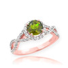 Rose Gold Peridot Birthstone Infinity Ring with Diamonds