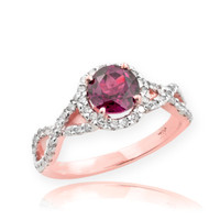 Rose Gold Alexandrite Birthstone Infinity Ring with Diamonds