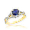 Gold Blue Sapphire Infinity Ring with Diamonds