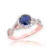 Rose Gold Blue Sapphire Infinity Ring with Diamonds