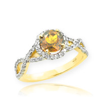 Gold Citrine Birthstone Infinity Ring with Diamonds
