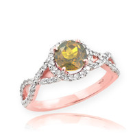 Rose Gold Citrine Birthstone Infinity Ring with Diamonds