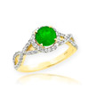 Emerald Solitaire Gold Engagement Ring with Diamond Infinity Band