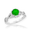 White Gold Emerald Solitaire Diamond Infinity Engagement Ring