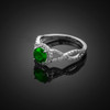 White Gold Emerald Diamond Infinity Engagement Ring