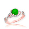 Rose Gold Emerald Solitaire Diamond Infinity Engagement Ring