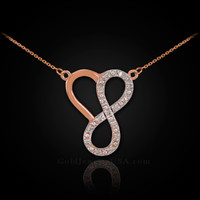 14k Rose Gold Infinity Heart Necklace with Diamonds