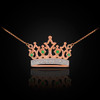 14K Rose Gold Quinceanera Crown Necklace with Emeralds & Diamonds