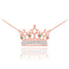 14K Rose Gold Royal Crown Necklace with Emeralds & Diamonds