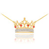 14K Gold Royal Crown Necklace with Ruby & Diamonds