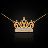 14K Gold Quinceanera Crown Necklace with Ruby & Diamonds