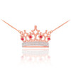 14K Rose Gold Royal Crown Necklace with Ruby & Diamonds