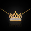 14K Gold Quinceanera Crown Necklace with Blue Sapphires & Diamonds