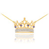 14K Gold Royal Crown Necklace with Blue Sapphires & Diamonds