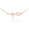 14K Rose Gold Heartbeat Pulse & Heart Necklace