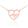 14k Rose Gold Open Heart Beat Pulse Necklace