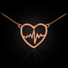 14k Rose Gold Open Heart Beat Pulse Necklace