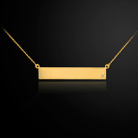 14K Gold Name Bar Diamond Necklace