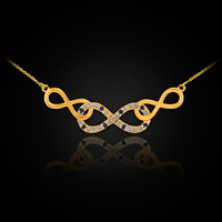 Gold Triple Infinity Diamond Necklace with Black Diamonds