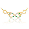 14k Gold Triple Infinity Diamond Necklace with Emerald