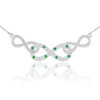 14k White Gold Triple Infinity Diamond Necklace with Emerald