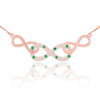 14k Rose Gold Triple Infinity Diamond Necklace with Emerald