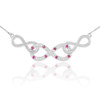 14k White Gold Triple Infinity Diamond Necklace with Ruby
