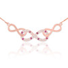 14k Rose Gold Triple Infinity Diamond Necklace with Ruby