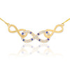 14k Gold Triple Infinity Diamond Necklace with Blue Sapphire
