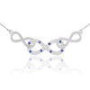 14k White Gold Triple Infinity Diamond Necklace with Blue Sapphire