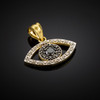 Black & Clear Diamond Evil Eye Gold Pendant