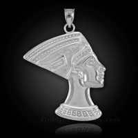 White Gold Egyptian Queen Nefertiti Pendant