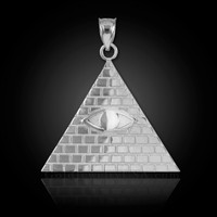 White Gold Illuminati Pyramid Pendant