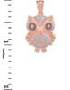 Rose Gold Owl Charm Pendant with Diamonds