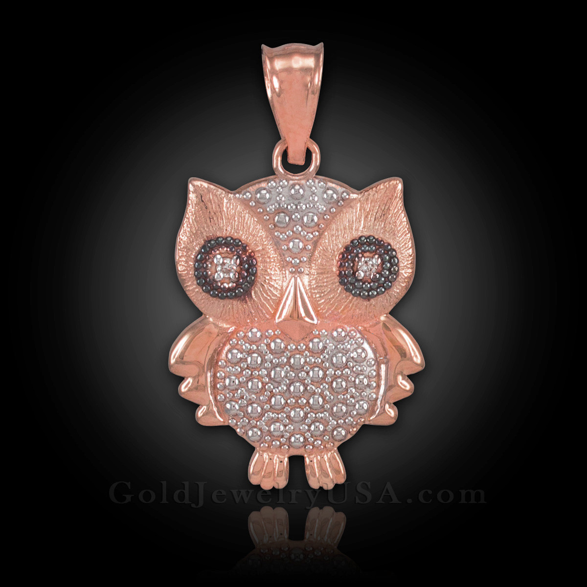 rose gold owl charm