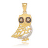 Gold Bohemian Owl Diamond Charm Pendant