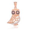 Rose Gold Bohemian Owl Diamond Charm Pendant