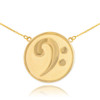 14k Solid Gold Bass Clef Medallion Necklace