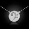 White Gold Bass Clef Necklace