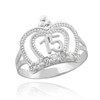 White Gold 15 Años Crown CZ Ring
