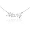 White Gold Name Script Necklace "Mary"