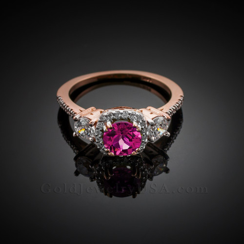 Rose Gold Alexandrite Diamond Engagement Ring