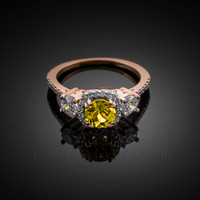 Rose Gold Citrine Diamond Engagement Ring