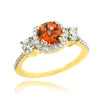 Gold Garnet Diamond Engagement Ring