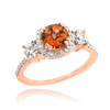 Rose Gold Garnet Diamond Engagement Ring